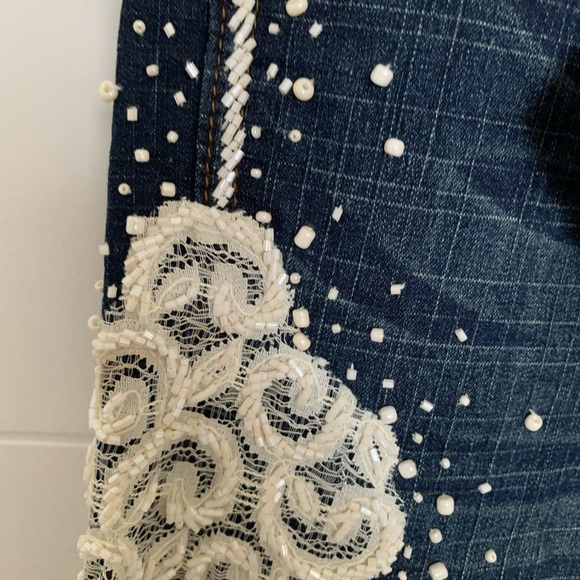Vintage Jeans Lace Embellished with beads - Picture 5 of 12